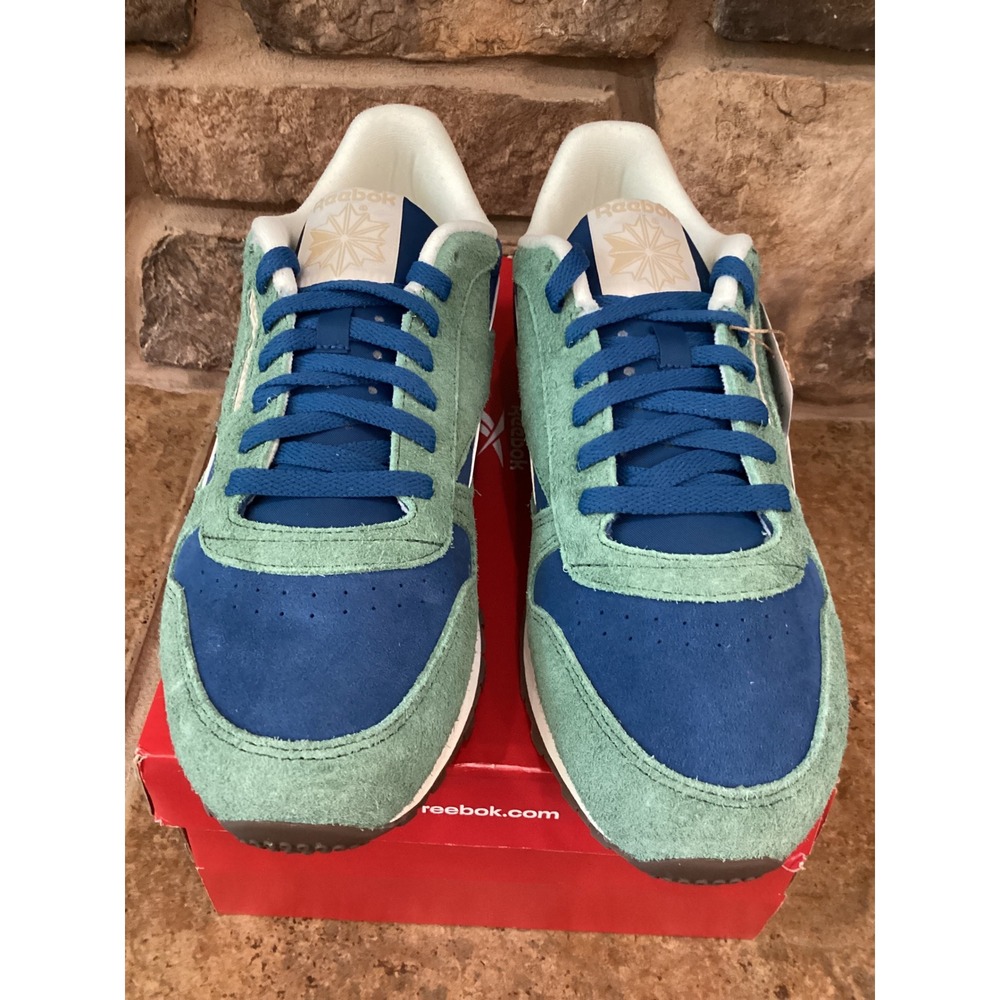 Reebok Classic Leather Unisex Blue Green Chalk Running Shoes 100245034 M10 W11.5 - Picture 5 of 8